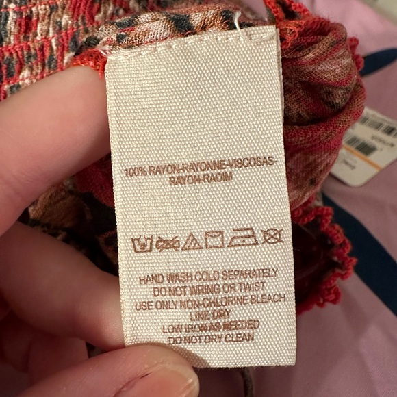 NWT Free People red paisley smocked jumpsuit small - Picture 5 of 5